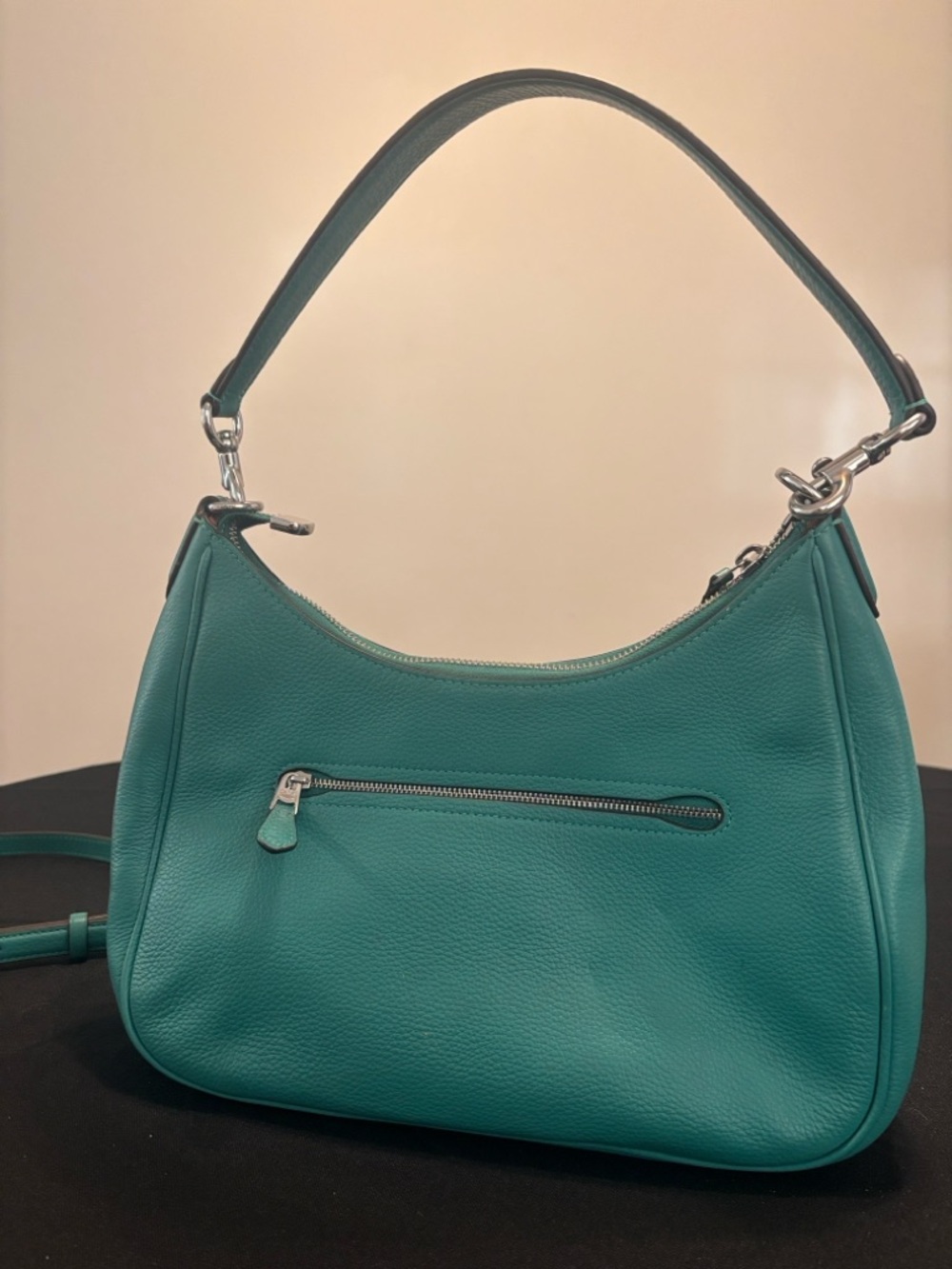 Coach Teal Leather Teri Hobo (Large) Shoulder Bag with Crossbody Strap - Picture 4 of 11